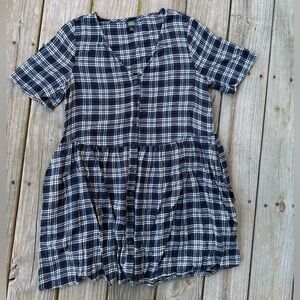 Wild Fable Plaid Dress in Navy and White